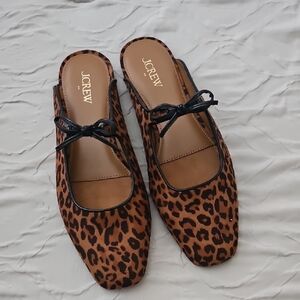 J. Crew Brown Leopard Print Mules Size 8.5